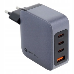 Ładowarka sieciowa do telefonu Forcell F-Energy GaN 3 x USB C + USB A QC4.0 PD 5A 100W VT-46 szara