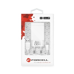 Ładowarka sieciowa do telefonu Forcell F-Energy USB A QC3.0 2,4A 18W + kabel USB A do USB C TFK-TC-1099 biała