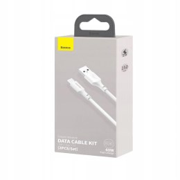 BASEUS kabel USB A do Typ C 2,4A 2 Sztuki Biały 1.5m