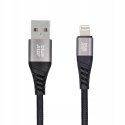 BLUE STAR kabel z oplotem 2,4A USB A do Lightning 1,2 m czarny