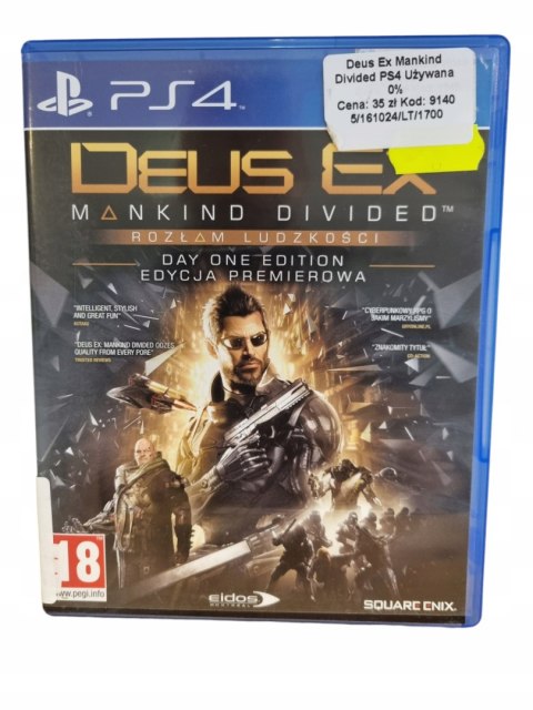 DEUS EX MANKIND DIVIDED ROZŁAM LUDZKOŚCI PS4 PLAYSTATION 4 GRA NA PŁYCIE DEUS EX MANKIND DIVIDED ROZŁAM LUDZKOŚCI PS4 PLAYSTATION 4 GRA NA PŁYCIE