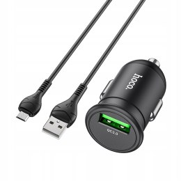 HOCO ładowarka samochodowa USB QC3.0 18W + kabel Micro czarna