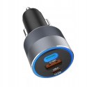 Szybka ładowarka samochodowa 2x USB Typ C 1x USB QC 4.0 65W Forcell szara