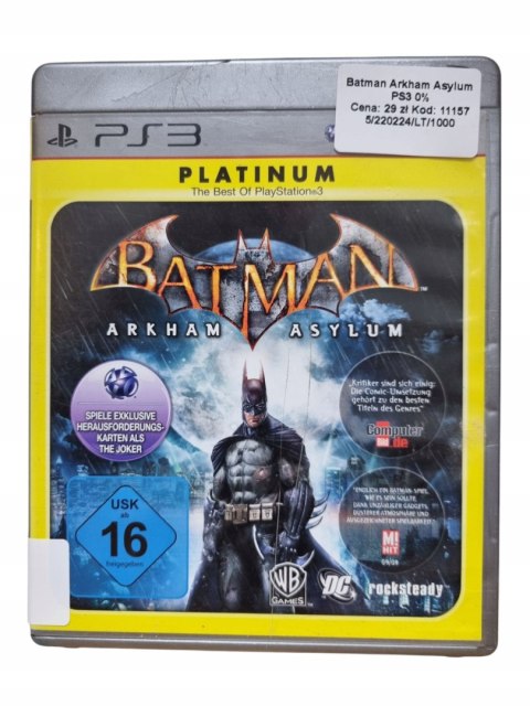 Gra BATMAN ARKHAM ASYLUM PS3 Playstation 3 Używana Gra BATMAN ARKHAM ASYLUM PS3 Playstation 3 Używana