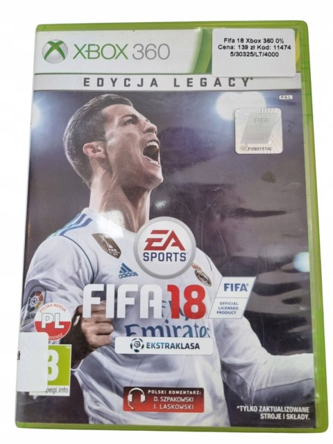 FIFA 18 Legacy Edition Xbox 360 Używana FIFA 18 Legacy Edition Xbox 360 Używana