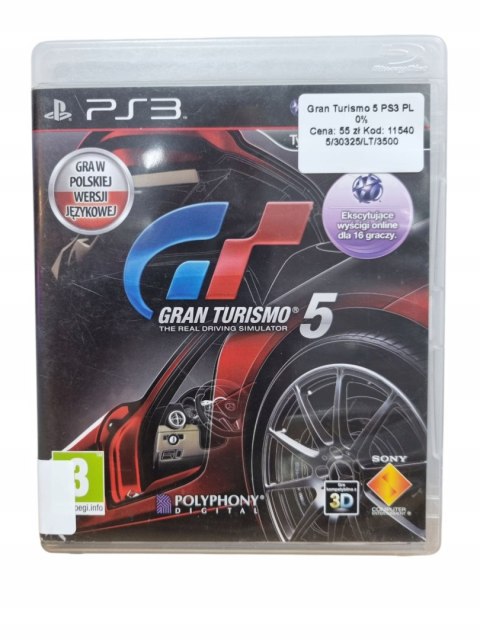 Gran Turismo 5 Playstation 3 PS3 Używana Gran Turismo 5 Playstation 3 PS3 Używana