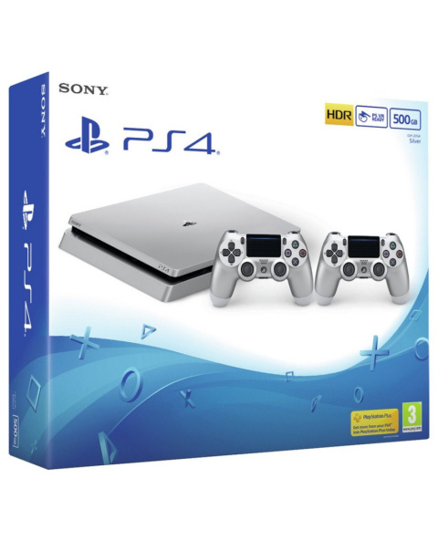 PlayStation 4 Slim 500GB PS4 Silver + 2 Pady Dualshock 4 | Używane